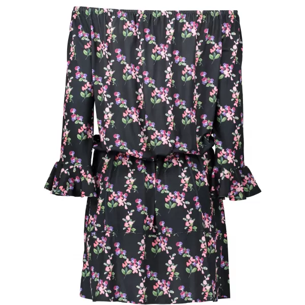  Frauenkleid mit Rüschen NUMOCO A198-3 SCHWARZ 