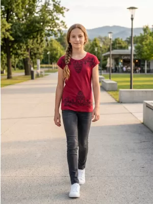 Girl's T -Shirt mit kurzen Ärmeln SAM 73 GT 525 ROT