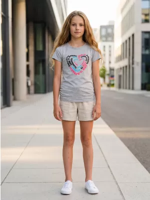 Girl's T -Shirt mit kurzen Ärmeln SAM 73 GT 530 HELLGRAU