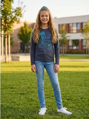Girl's T -Shirt mit langen Ärmeln SAM 73 GT 531 DUNKELBLAU