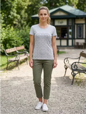 Frauen t -Shirt mit kurzen Ärmeln SAM 73 LTSP531 HELLGRAU