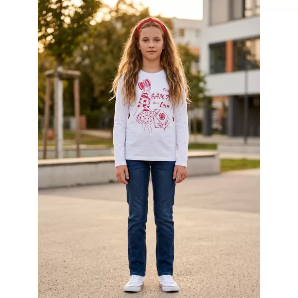  Girl's T -Shirt mit langen Ärmeln SAM 73 GT 531 WEIß 