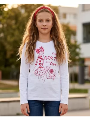 Girl's T -Shirt mit langen Ärmeln SAM 73 GT 531 WEIß