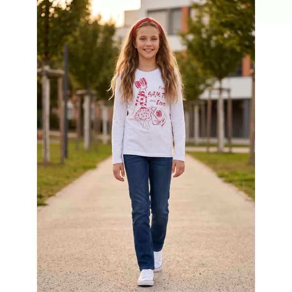  Girl's T -Shirt mit langen Ärmeln SAM 73 GT 531 WEIß 