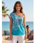 Damen-T-Shirt mit kurzen Ärmeln KIXMI JESSA BLAU GRÜN