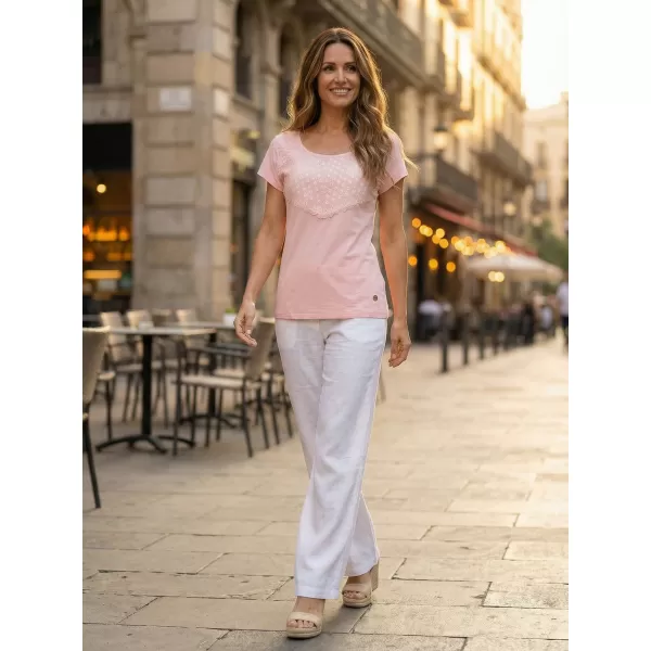  Damen-T-Shirt mit kurzen Ärmeln KIXMI JASMINA HELL-PINK 