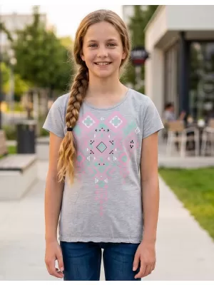 Girl's T -Shirt mit kurzen Ärmeln SAM 73 GT 535 HELLGRAU