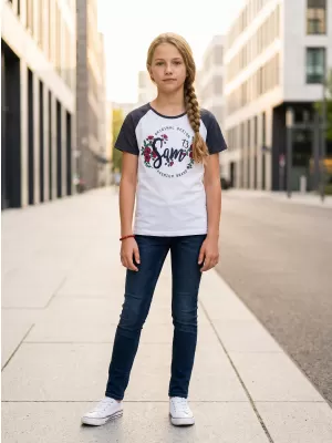 Girl's T -Shirt mit kurzen Ärmeln SAM 73 GT 540 DUNKELBLAU