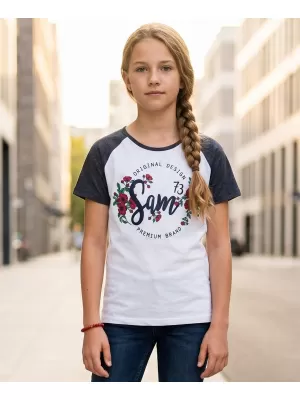 Girl's T -Shirt mit kurzen Ärmeln SAM 73 GT 540 DUNKELBLAU