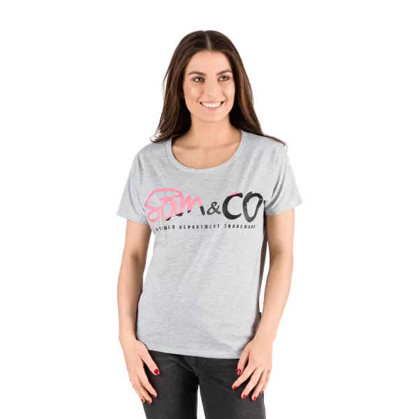  Frauen t -Shirt mit kurzen Ärmeln SAM 73 WT 801 HELLGRAU 