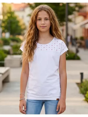 Girl's T -Shirt mit kurzen Ärmeln SAM 73 GT 539 WEIß