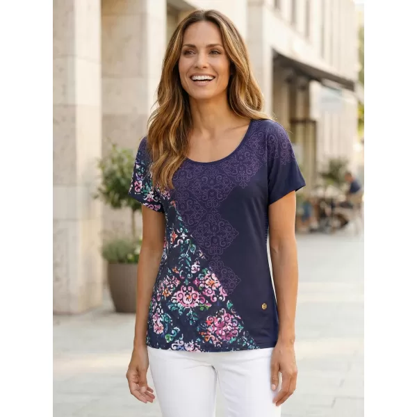  Damen-T-Shirt mit kurzen Ärmeln KIXMI JESSIA DUNKELBLAU 
