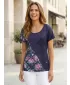 Damen-T-Shirt mit kurzen Ärmeln KIXMI JESSIA DUNKELBLAU