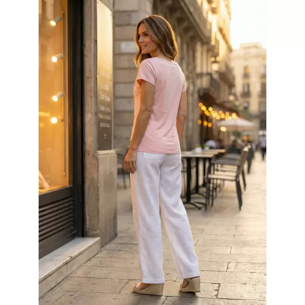  Damen-T-Shirt mit kurzen Ärmeln KIXMI JASMINA HELL-PINK 