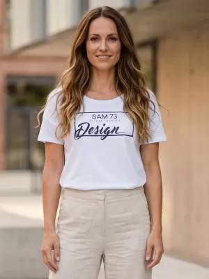 Frauen t -Shirt mit kurzen Ärmeln SAM 73 WT 803 WEIß