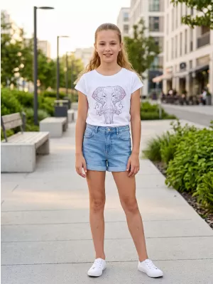 Girl's T -Shirt mit kurzen Ärmeln SAM 73 KTSR255 WEIß