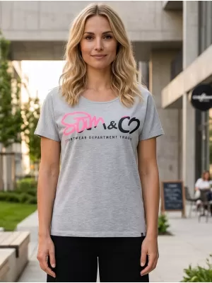 Frauen t -Shirt mit kurzen Ärmeln SAM 73 WT 801 HELLGRAU