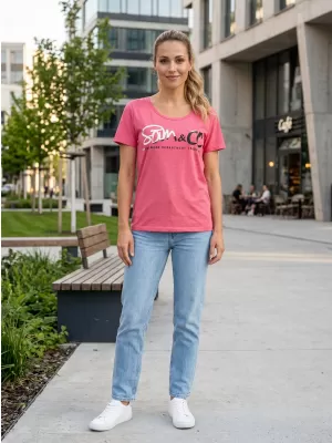 Frauen t -Shirt mit kurzen Ärmeln SAM 73 WT 801 ROSA