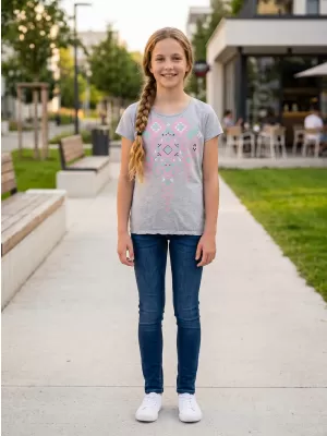 Girl's T -Shirt mit kurzen Ärmeln SAM 73 GT 535 HELLGRAU
