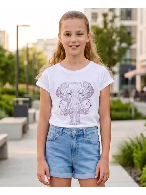 Girl's T -Shirt mit kurzen Ärmeln SAM 73 KTSR255 WEIß