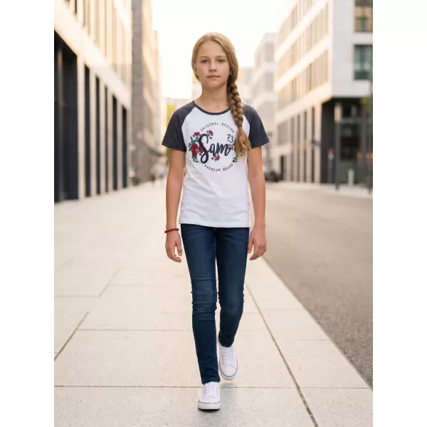  Girl's T -Shirt mit kurzen Ärmeln SAM 73 GT 540 DUNKELBLAU 