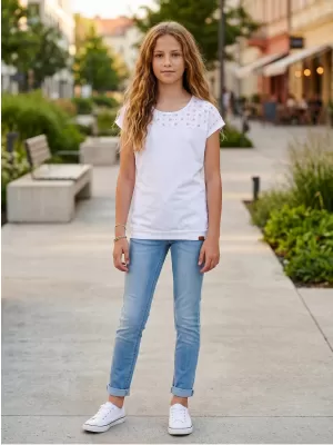 Girl's T -Shirt mit kurzen Ärmeln SAM 73 GT 539 WEIß