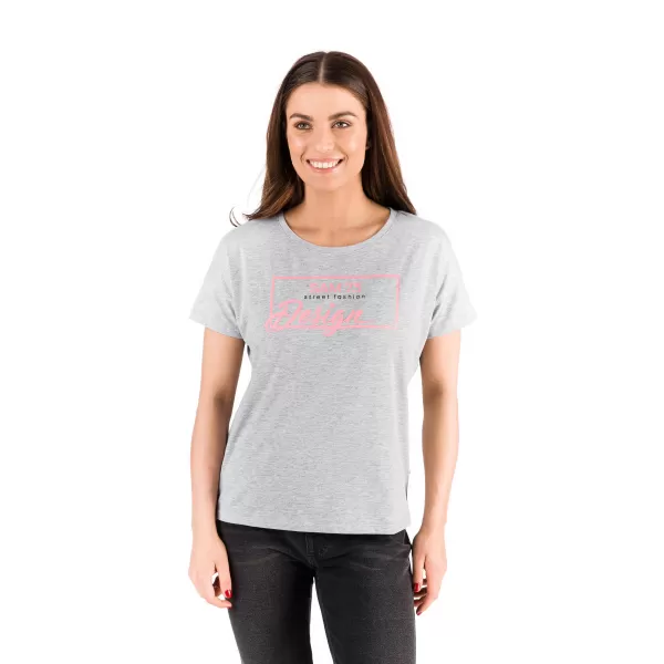 Frauen t -Shirt mit kurzen Ärmeln SAM 73 WT 803 HELLGRAU 