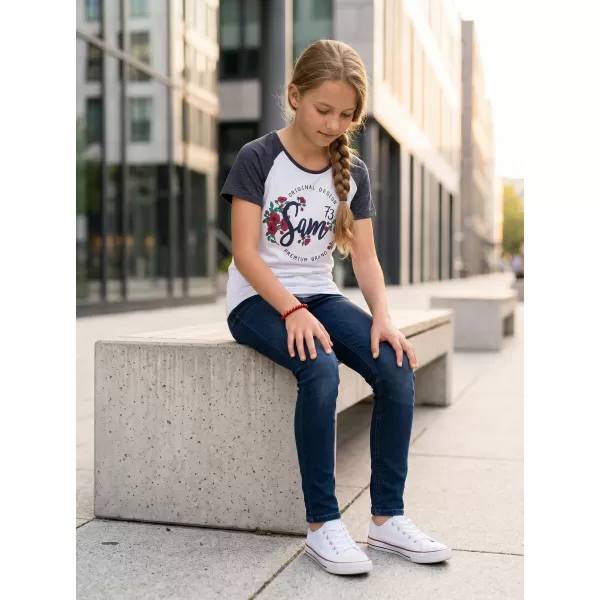  Girl's T -Shirt mit kurzen Ärmeln SAM 73 GT 540 DUNKELBLAU 