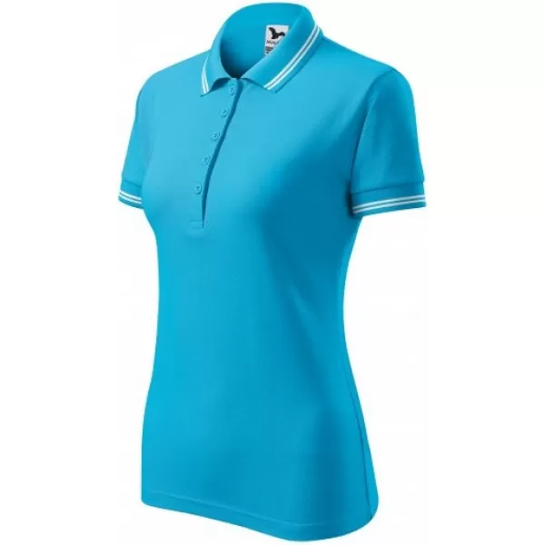  Damen-T-Shirt mit Kragen MALFINI URBAN 220 TÜRKIS 