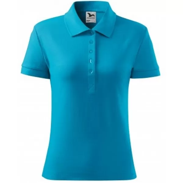  Damen-T-Shirt mit Kragen MALFINI COTTON 213 TÜRKIS 
