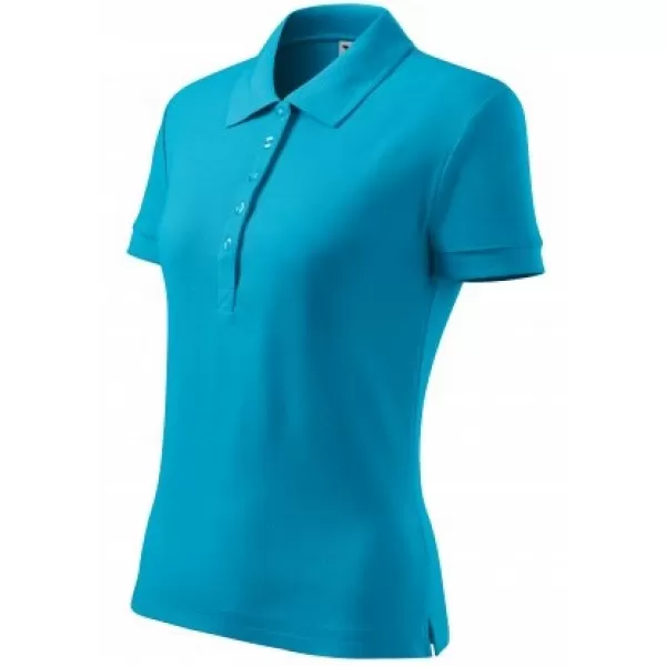  Damen-T-Shirt mit Kragen MALFINI COTTON 213 TÜRKIS 