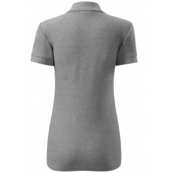  Damen-T-Shirt mit Kragen MALFINI COTTON 213 DUNKELGRAUE HIGHLIGHTS 