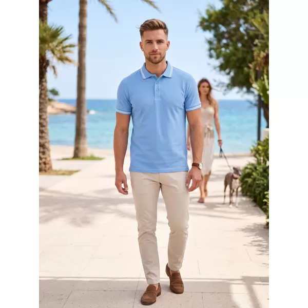  Herren-T-Shirt mit Kragen MALFINI URBAN 219 HIMMELBLAU 