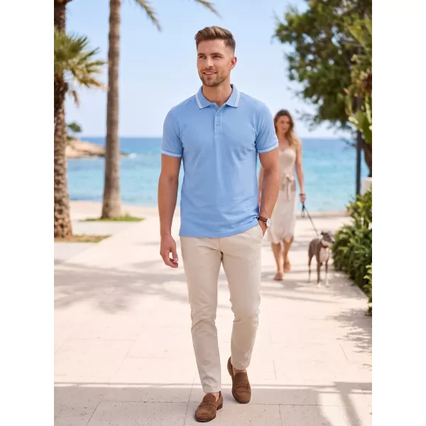  Herren-T-Shirt mit Kragen MALFINI URBAN 219 HIMMELBLAU 
