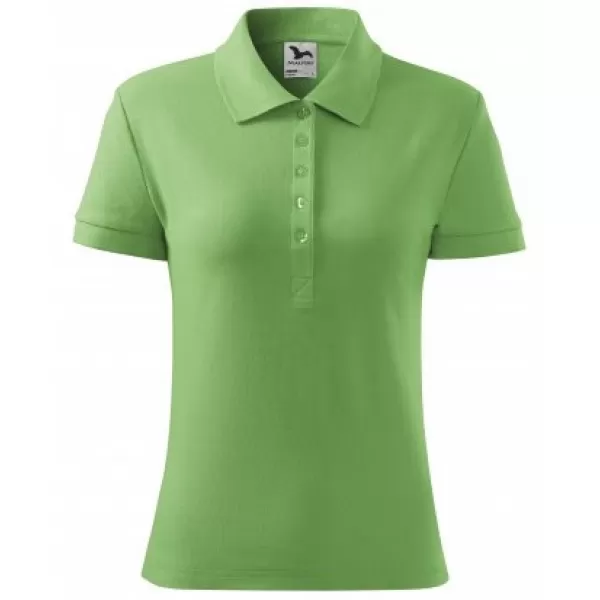  Damen-T-Shirt mit Kragen MALFINI COTTON 213 GRASGRÜN 