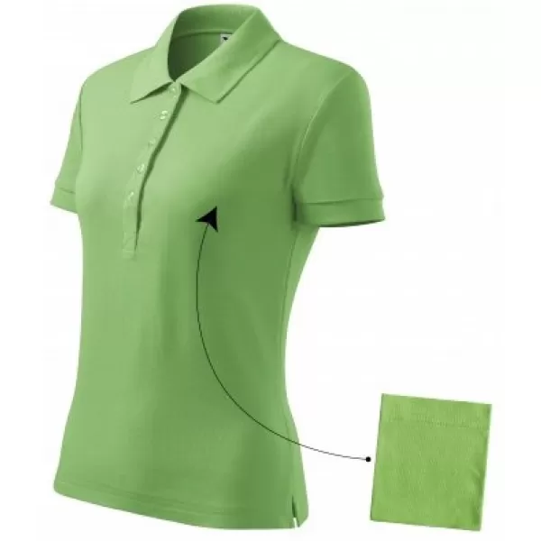  Damen-T-Shirt mit Kragen MALFINI COTTON 213 GRASGRÜN 