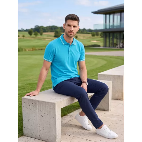  Herren-T-Shirt mit Kragen MALFINI URBAN 219 TÜRKIS 