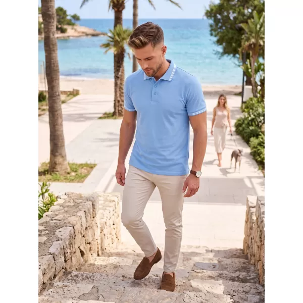  Herren-T-Shirt mit Kragen MALFINI URBAN 219 HIMMELBLAU 