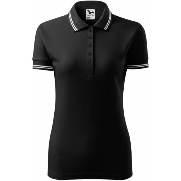  Damen-T-Shirt mit Kragen MALFINI URBAN 220 SCHWARZ 