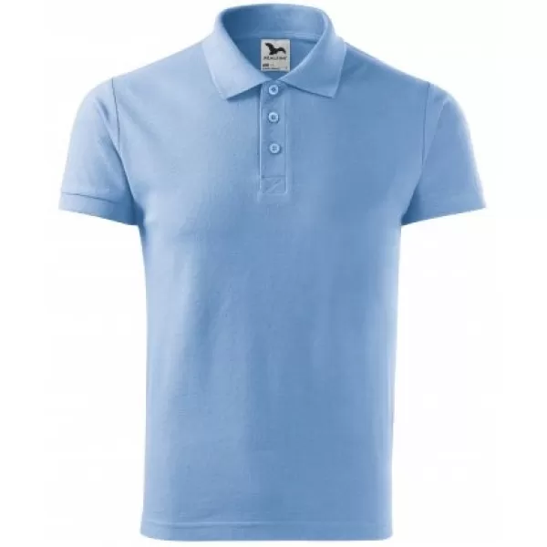  Herren-T-Shirt mit Kragen MALFINI HEAVY 215 HIMMELBLAU 