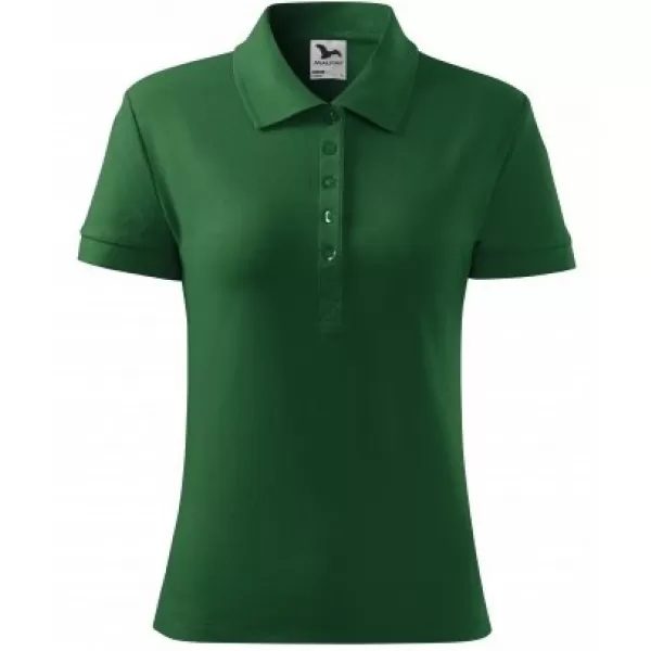  Damen-T-Shirt mit Kragen MALFINI COTTON 213 FLASCHENGRÜN 