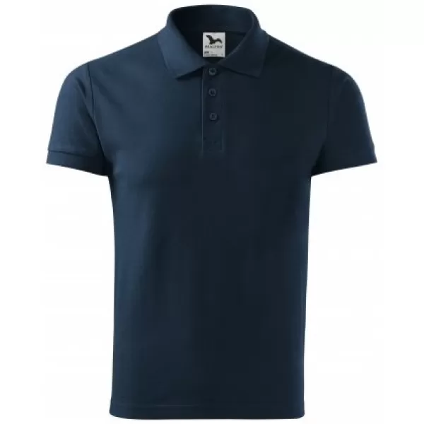  Herren-T-Shirt mit Kragen MALFINI HEAVY 215 MARINEBLAU 