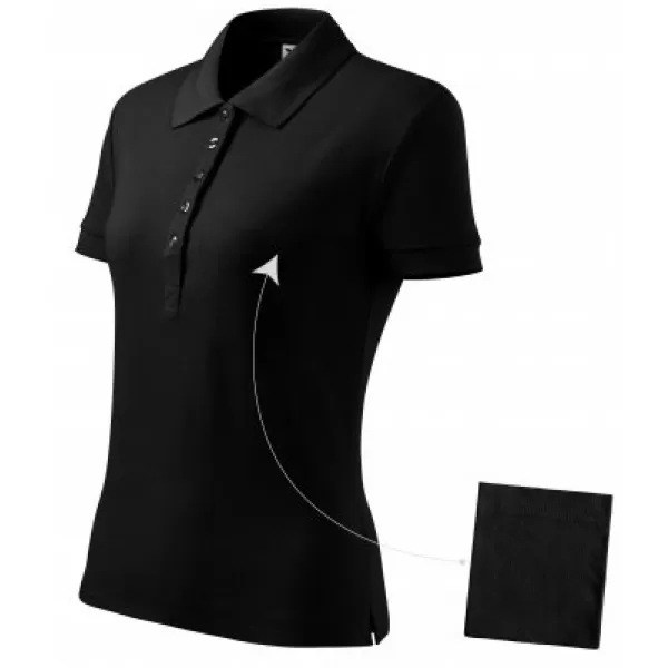  Damen-T-Shirt mit Kragen MALFINI COTTON 213 SCHWARZ 