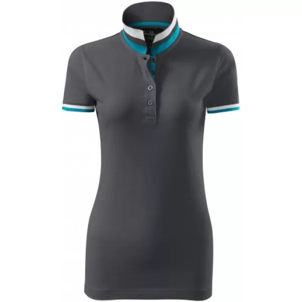  Damen-T-Shirt mit Kragen MALFINI PREMIUM COLLAR UP 257 HELLES ANTHRAZIT 