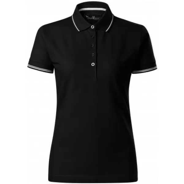  Damen-T-Shirt mit Kragen MALFINI PREMIUM PERFECTION PLAIN 253 SCHWARZ 