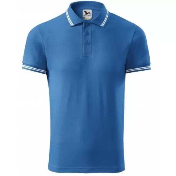  Herren-T-Shirt mit Kragen MALFINI URBAN 219 AZURBLAU 