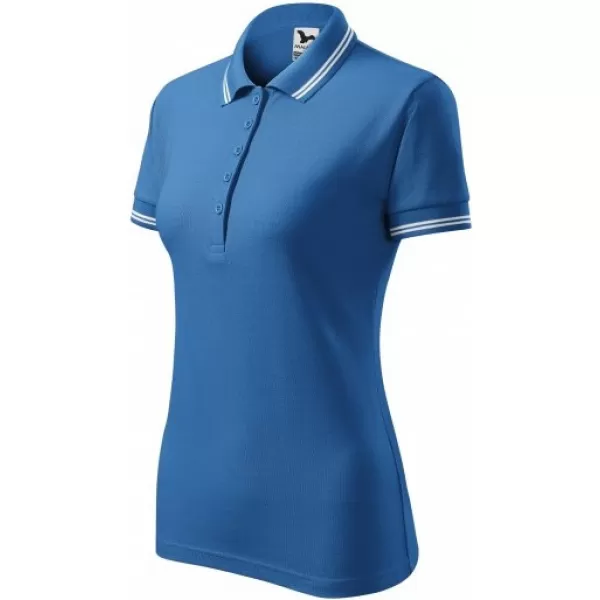  Damen-T-Shirt mit Kragen MALFINI URBAN 220 AZURBLAU 