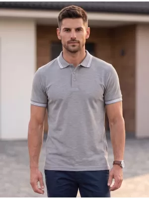 Herren-T-Shirt mit Kragen MALFINI URBAN 219 DUNKELGRAUE HIGHLIGHTS