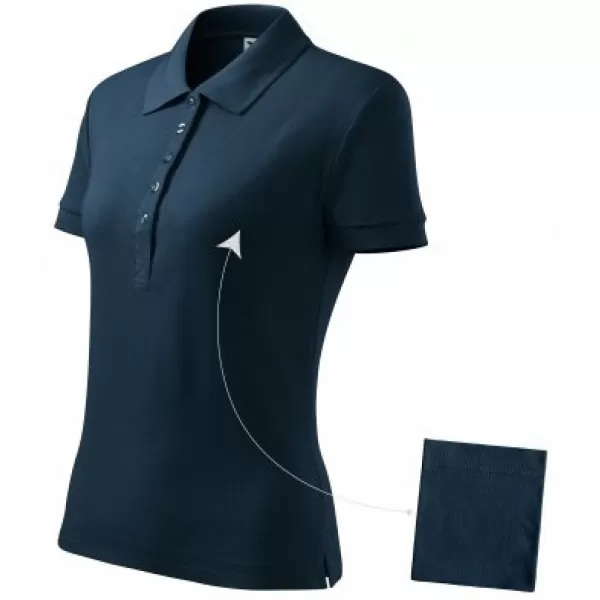  Damen-T-Shirt mit Kragen MALFINI COTTON 213 MARINEBLAU 