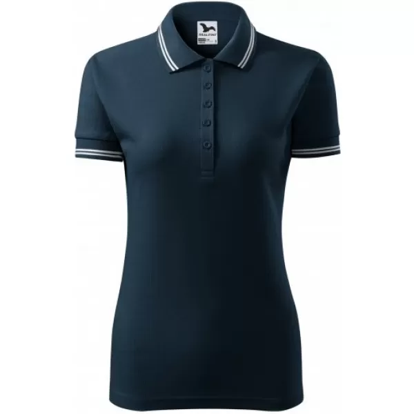  Damen-T-Shirt mit Kragen MALFINI URBAN 220 MARINEBLAU 